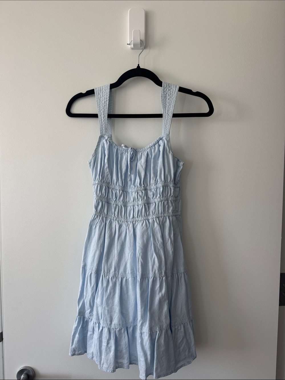 Aritzia Light Blue Smocked Mini Dress